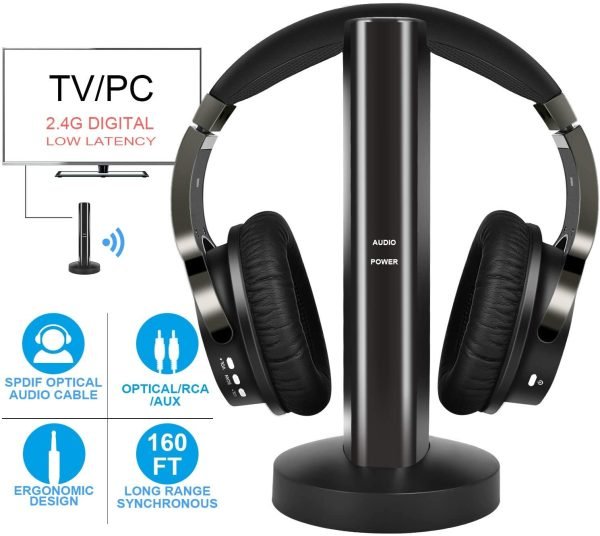 Wireless TV Headphones with 2.4G Digital RF Transmitter