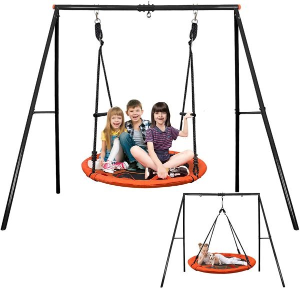 MY STORY 550lbs Swing with Stand Set 40 Inch Saucer Swing with Heavy Duty A